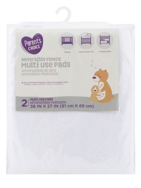 Parents Choice Baby Unisex Multi-purpose Pads, White Fleece Sheet Sets, 2 Pack