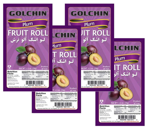 Golchin, Vegetarian, Fruit Roll Leather Plum (lavashak), 2.5 Oz (pack Of 4)