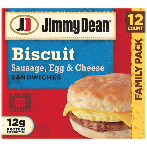 Jimmy Dean Sausage Egg & Cheese Biscuit Sandwich, 54 Oz, 12 Ct (frozen)