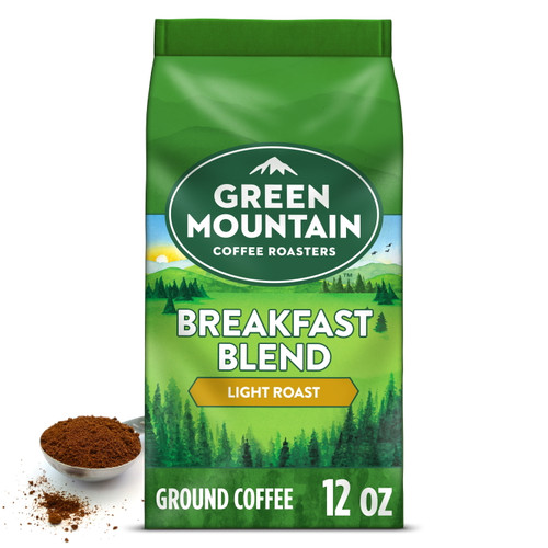 Green Mountain Coffee Roasters, Breakfast Blend, Ground Coffee, Light Roast, Bagged 12oz