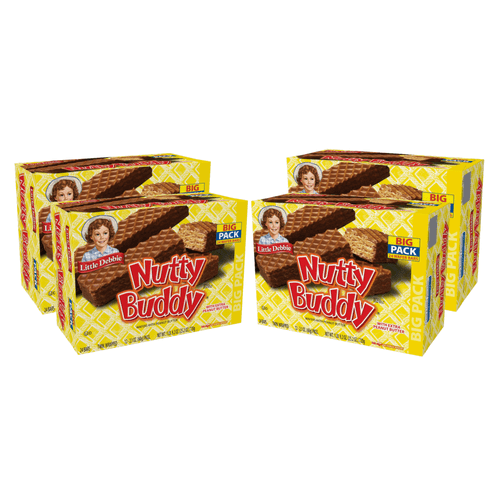 Little Debbie Nutty Buddy Chocolate Peanut Butter Wafer Bars, 4 Big Pack Boxes