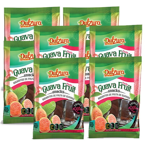 Dulzura Borincana Vegan Guava Fruit Snack Bars (8 Pack) 3.4oz Each Bag | Non Gmo Gluten Free | Plus Sticker By Artist Jose Hoffman