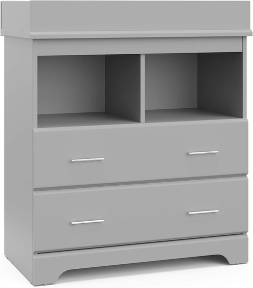 Fsxuolipi Brookside 2 Drawer Changing Table Dresser (pebble Gray) – Nursery Dresser Organizer With Changing Table Topper, Chest Of Drawers For Bedroom With 2 Drawers, Universal Design