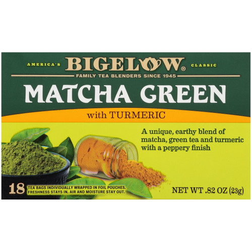 Bigelow Matcha Green Tea With Turmeric, Tea Bags, 18 Count