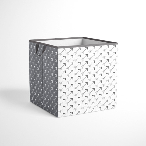 Bacati - Arrows White/gray Cotton Percale Fabric Covered Storage, Small Box, 10 L  X 10 W X 10 H Inches