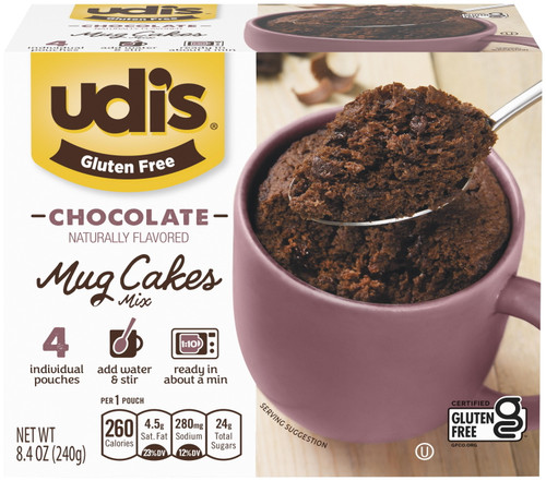Udi's Gluten Free Chocolate Mug Cake Mix, 8.4 Oz. 4-count