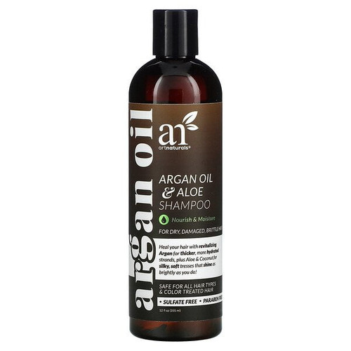 Artnaturals, Argan Oil & Aloe Shampoo, For Dry, Damaged, Brittle Hair, 12 Fl Oz (355 Ml)
