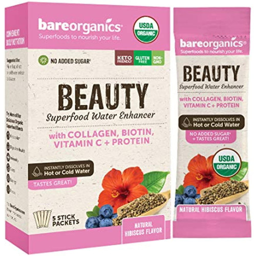 Bareorganics On-the-go Beauty Superfood Water Enhancer — Organic Drink Mix, 5 Count
