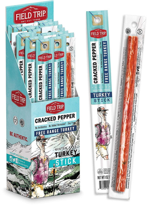 Field Trip Turkey Jerky Stick Gluten Free Cracked Pepper -- 24 Sticks Pack Of 2