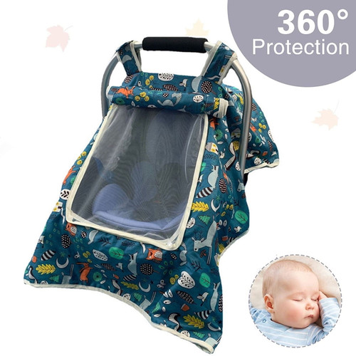 Baby Car Seat Cover For Boys Girls,soft Pure Cotton Fabric, Infant Carseat Canopy Fit All Year Round Use(animal)