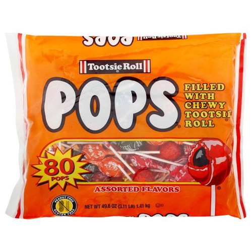 Tootsie Roll Pops Original With Chocolatey Center, Giveaway Bag, Peanut Free, Gluten Free, Assorted Flavors, 80 Count 80 Count (pack Of 1)