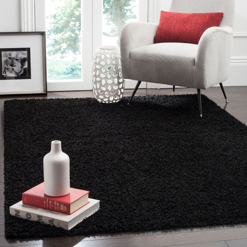 Safavieh Athens Solid Plush Shag Area Rug, Black, 3' X 5'