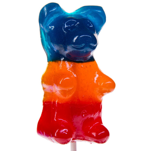 Giant Gummy Bear ... On A Stick-3-tone (raspberry, Orange, Cherry)