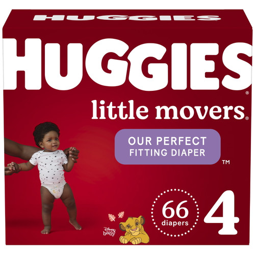 Huggies Little Movers Baby Diapers, Size 4, 66 Ct