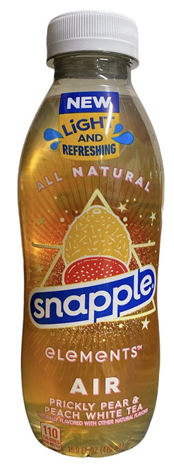 Snapple Elements Air Prickly Pear & Peach White Tea, 15.9 Fl Oz Recycled Plastic Bottle (1 Bottle Only)