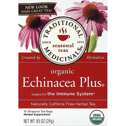 Traditional Medicinals Organic Echinacea Plus Caffeine Free Herbal Tea, 0.85 Oz, (pack Of 6)