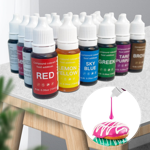Bcloud 12/24pcs 10ml Food Coloring Set Tasteless Highly Concentrated Multipurpose Vibrant Rainbow Color Liquid Food Dye For Baking Cooking Decorating
