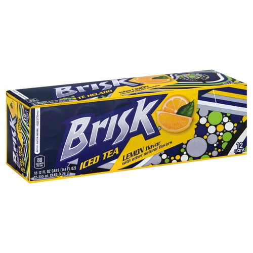 Brisk Lemon Iced Tea, Bold Lemon Flavor, 12 Fl Oz, 12 Pack Cans