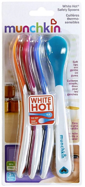 Munchkin White Hot Safety Spoons, Assorted Colors 4 Each