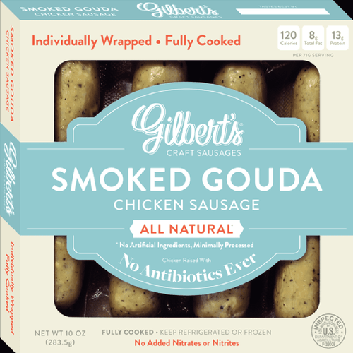 Gilberts Smoked Gouda Craft Chicken Sausage, 10oz (pack Of 10)