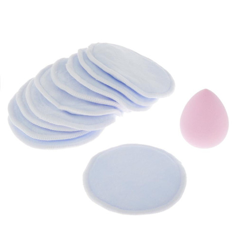10 Pack Reusable Washable Exfoliating Makeup Remover Cotton Round Pads Blue
