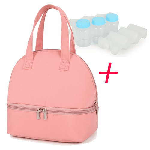 Breast Pump Bag Backpack Lunch Bag,with Blue Ice And Storage Bottle, Cooler And Moistureproof Bag For Mother Baby Bottle Breast Milk Pump Breastfeeding Contoured Freezer Pack Breastmilk Bottle Storage