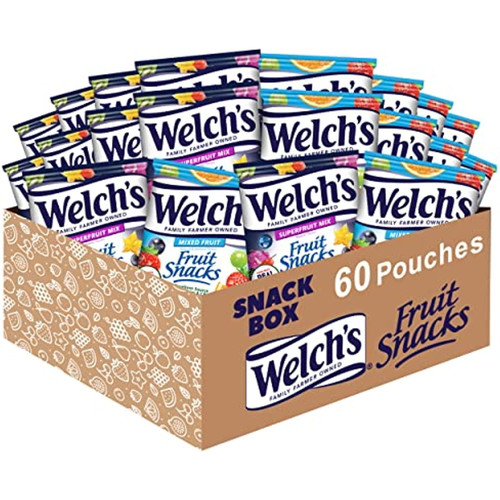 Welchs Fruit Snacks, Mixed Fruit & Superfruit Bulk Variety Pack, Gluten Free, 0.9 Oz Individual Single Serve Bags (pack Of 60)