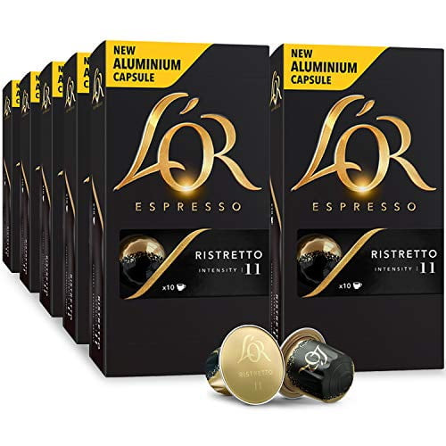 L'or Espresso Pods, 100 Capsules Ristretto, Single Cup Aluminum Coffee Capsules Compatible With Nespresso Original Machine