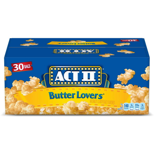 Act Ii Butter Lovers Microwave Popcorn, 2.75 Oz, 30 Count