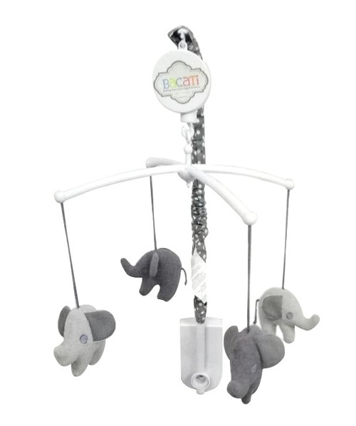 Elephants White/grey Musical Baby Crib Mobile