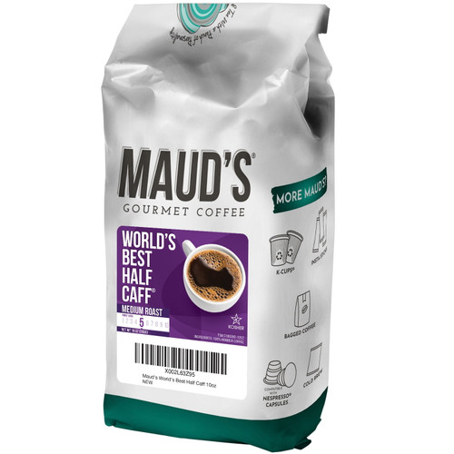Maud's World's Best Half Caff Ground Coffee (medium Roast Half Decaf Coffee), 10oz Coffee Bags - 100% Arabica Medium Roast Half Caff Coffee Beans California Roasted
