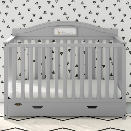 Graco Story 5-in-1 Convertible Baby Crib With Drawer Pebble Gray