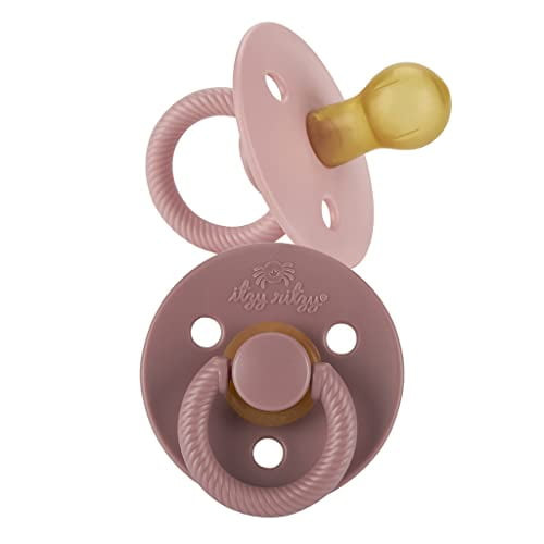 Itzy Ritzy Natural Rubber Pacifiers, Set Of 2 – Natural Rubber Newborn Pacifiers With Cherry-shaped Nipple & Large Air Holes For Added Safety; Set Of 2 In Blossom & Rosewood, Ages 0 – 6 Mont