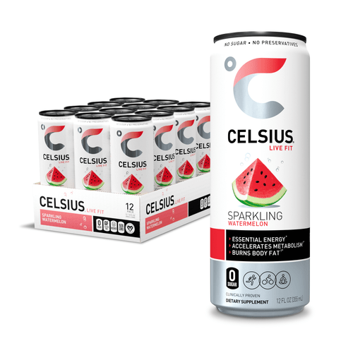 Celsius Essential Energy Drink 12 Fl Oz, Sparkling Watermelon (pack Of 12)
