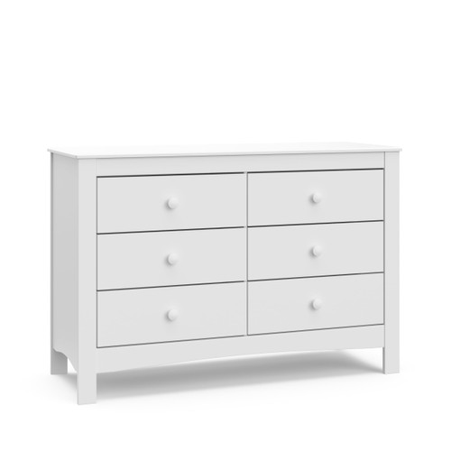 Graco Noah 6 Drawer Modern Double Dresser, White