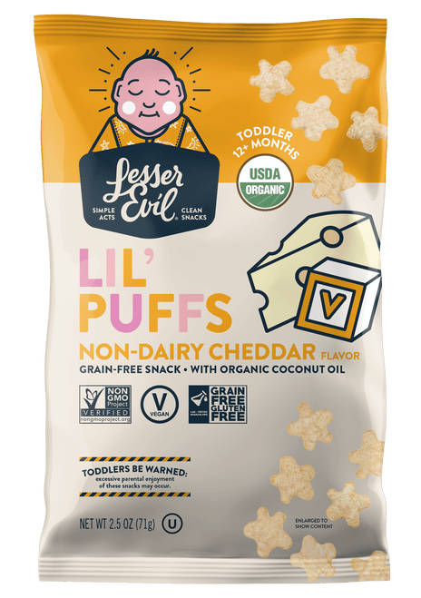 Lesserevil Organic Lil' Puffs, Non-dairy Cheddar, 2.5 Oz
