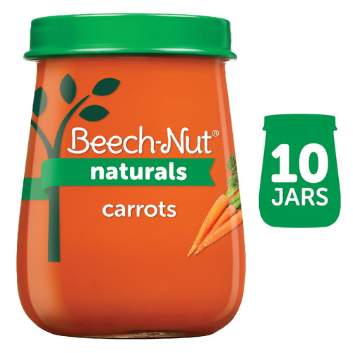 Beech-nut Naturals Stage 1 Baby Food, Carrots, 4 Oz Jar, 10 Pack