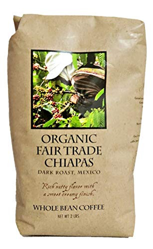 Organic Fair Trade Chiapas Whole Bean Coffee - Dark Roast, Mexican - 2 Lb