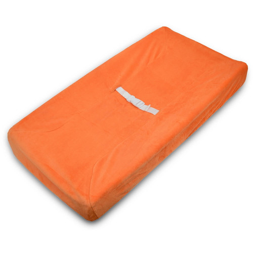Tl Care Heavenly Soft Chenille Fitted Contoured Changing Pad Cover, Orange, For Boys And Girls