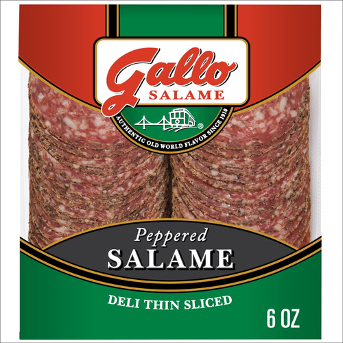 Gallo Deli Thin Sliced Peppered Hard Salami Lunch Meat, 6 Oz