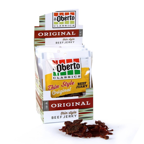 Oh Boy Oberto Thin Style Original Beef Jerky - 1.2 Oz. Bag, 64 Per Case