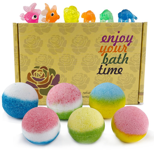 6 Pcs Bath Bombs Gift Set, Handmade Bubble And Floating Fizzies Spa Kit, Shea And Cocoa Dry Skin Moisturize, Birthday