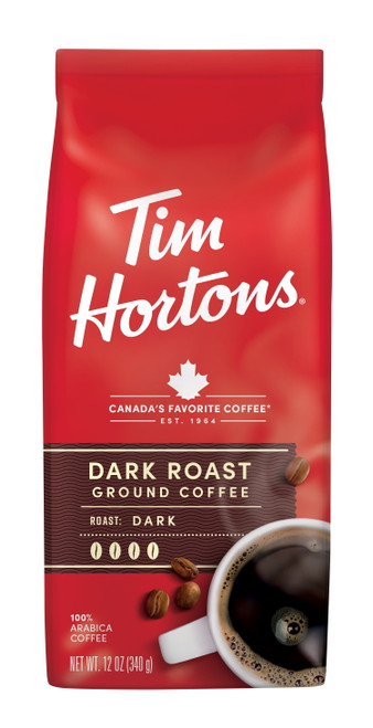 Tim Hortons Dark Roast Ground Coffee 12 Oz Bag