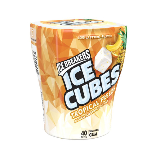 Ice Breakers, Ice Cubes Tropical Freeze Sugar Free Gum, 3.24 Oz