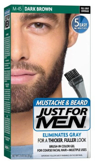 3 Pack - Just For Men Color Gel Mustache & Beard M-45, Dark Brown 1 Each