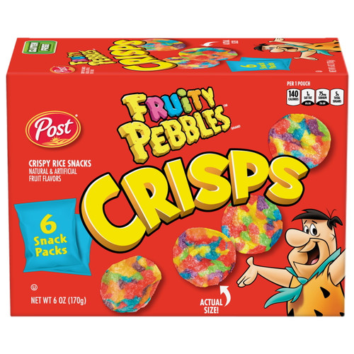 New Post Fruity Pebbles Crisps, Portable Breakfast Cereal, 1 Oz (pack Of 6)
