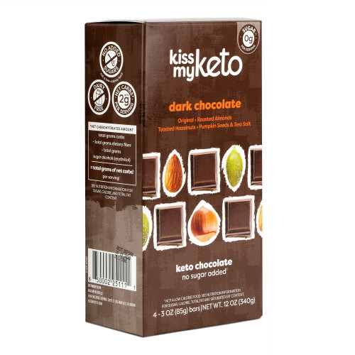 Kiss My Keto Chocolate — Dark Chocolate Variety Pack, Sugar Free Chocolate And Sweets Assortments, Non-gmo, Gluten Free Low Carb Snack — 4 Pack