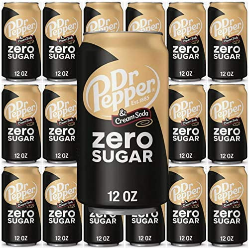 Dr Pepper Zero Cream Soda, 12 Fl Oz, 18 Cans, Total 216 Fl Oz