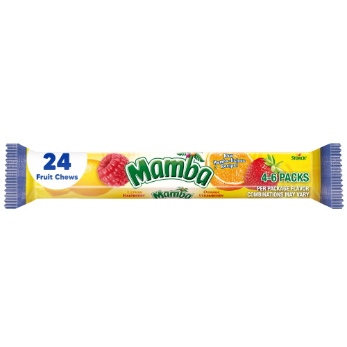 Mamba Fruit Chews Chewy Candy, 3.73 Oz (24 Piece Stick Pack)