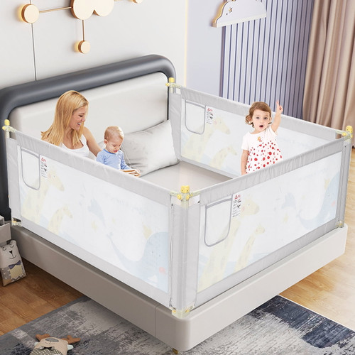5.9/6.6ft Breathable Baby Children Toddlers Bed Rail Guard Safety Swing Down Long Bed Rail Guard, With Reinforced Anchor Safety System, 1pc
